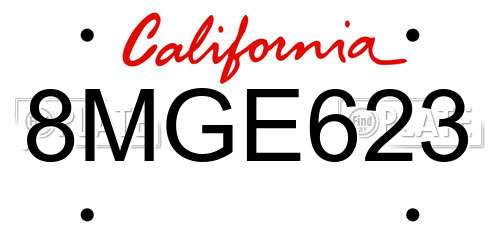 8MGE623 California License Plate
