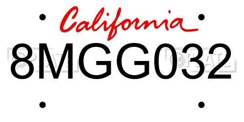 8MGG032 California License Plate