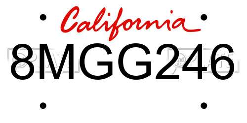 8MGG246 California License Plate
