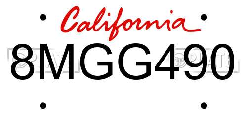 8MGG490 California License Plate