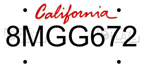 8MGG672 California License Plate