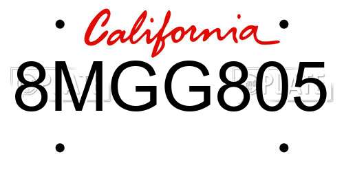 8MGG805 California License Plate