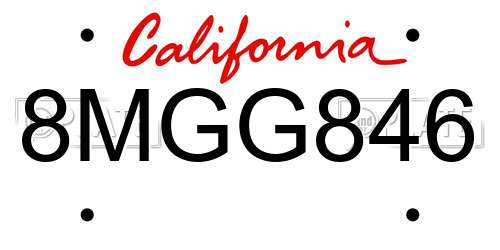 8MGG846 California License Plate