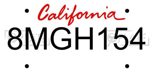 8MGH154 California License Plate