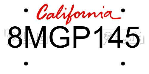 8MGP145 California License Plate