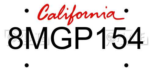 8MGP154 California License Plate