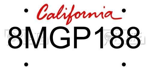 8MGP188 California License Plate
