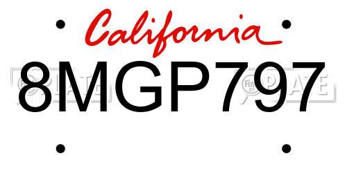 8MGP797 California License Plate