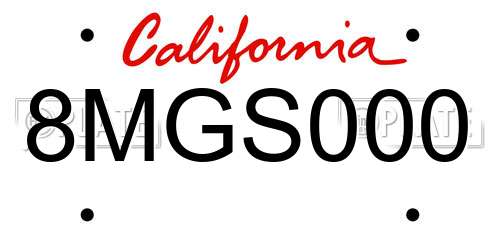 8MGS000 California License Plate
