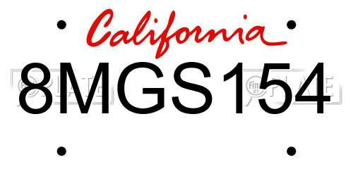 8MGS154 California License Plate