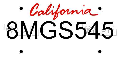 8MGS545 California License Plate