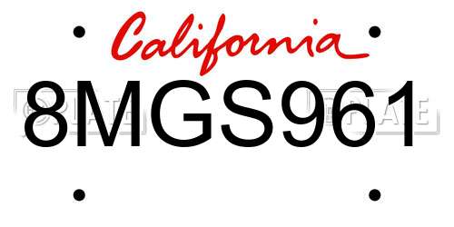 8MGS961 California License Plate