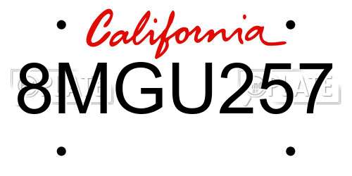 8MGU257 California License Plate
