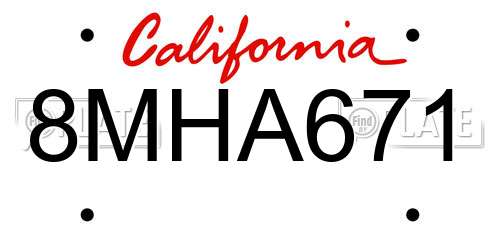 8MHA671 California License Plate