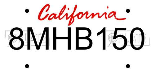 8MHB150 California License Plate