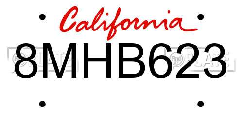 8MHB623 California License Plate