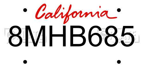 8MHB685 California License Plate