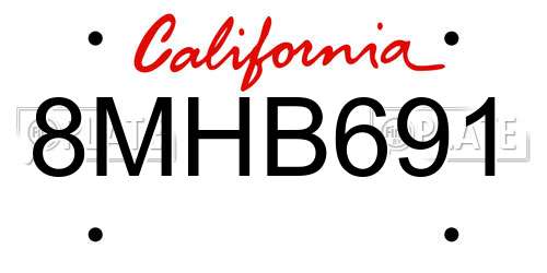 8MHB691 California License Plate
