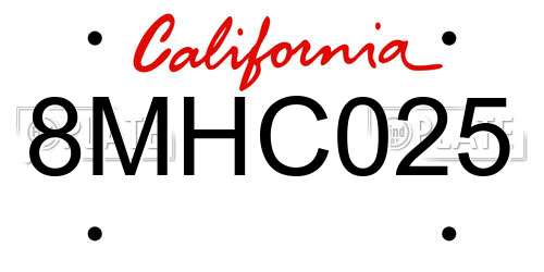 8MHC025 California License Plate
