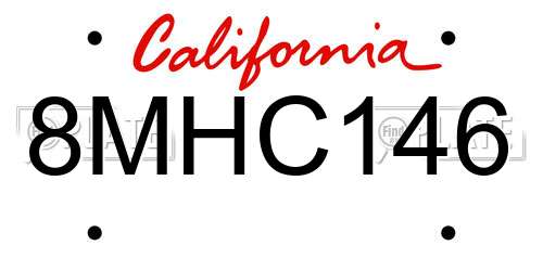 8MHC146 California License Plate