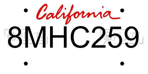 8MHC259 California License Plate