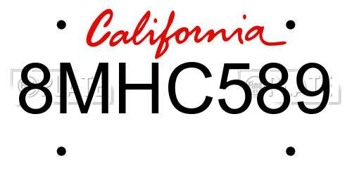 8MHC589 California License Plate