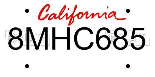 8MHC685 California License Plate