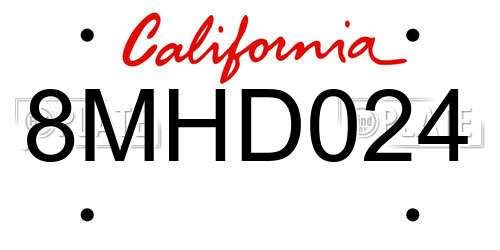 8MHD024 California License Plate
