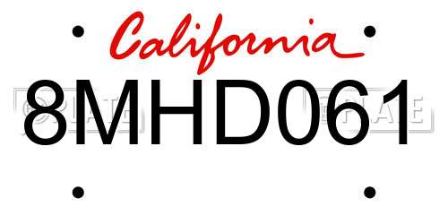 8MHD061 California License Plate