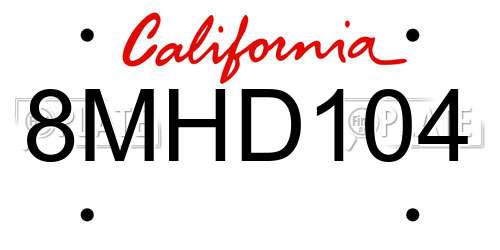 8MHD104 California License Plate