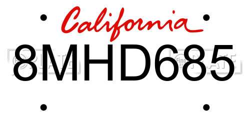 8MHD685 California License Plate