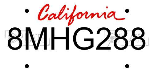 8MHG288 California License Plate