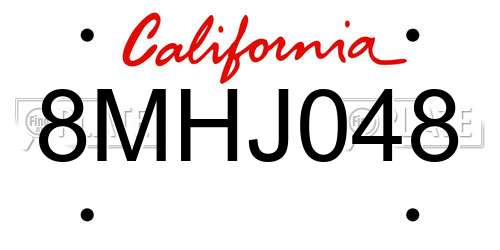 8MHJ048 California License Plate