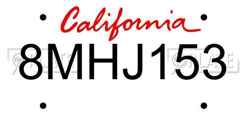 8MHJ153 California License Plate