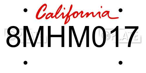 8MHM017 California License Plate