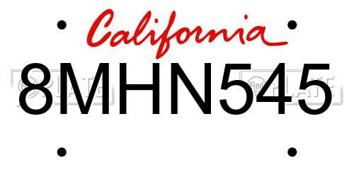8MHN545 California License Plate