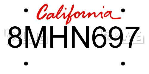 8MHN697 California License Plate