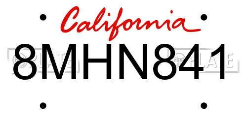 8MHN841 California License Plate