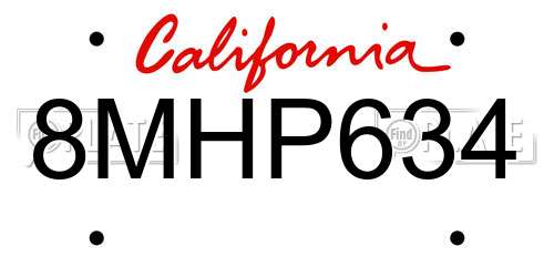 8MHP634 California License Plate