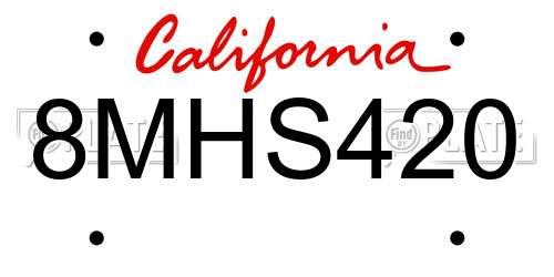 8MHS420 California License Plate