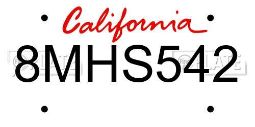 8MHS542 California License Plate