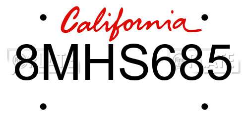 8MHS685 California License Plate