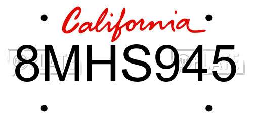 8MHS945 California License Plate