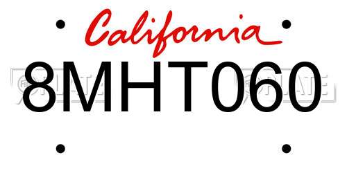 8MHT060 California License Plate