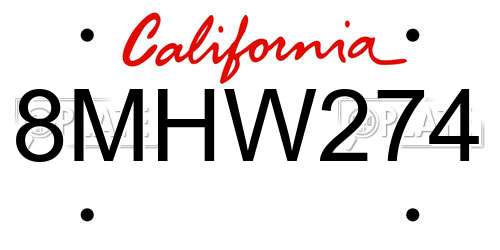 8MHW274 California License Plate