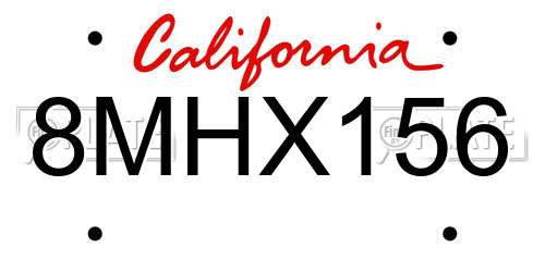 8MHX156 California License Plate