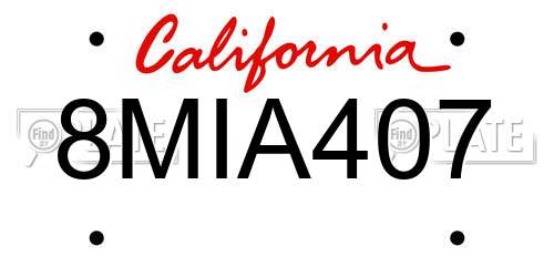 8MIA407 California License Plate