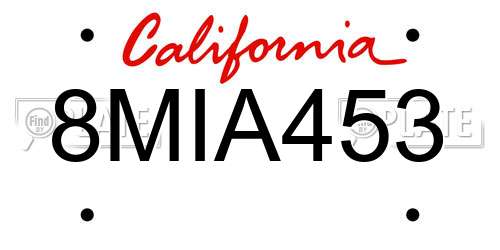 8MIA453 California License Plate