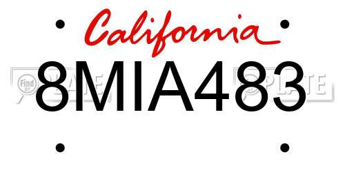 8MIA483 California License Plate