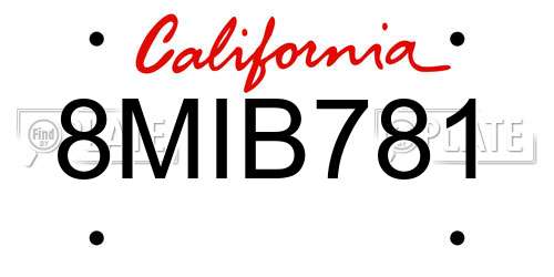 8MIB781 California License Plate